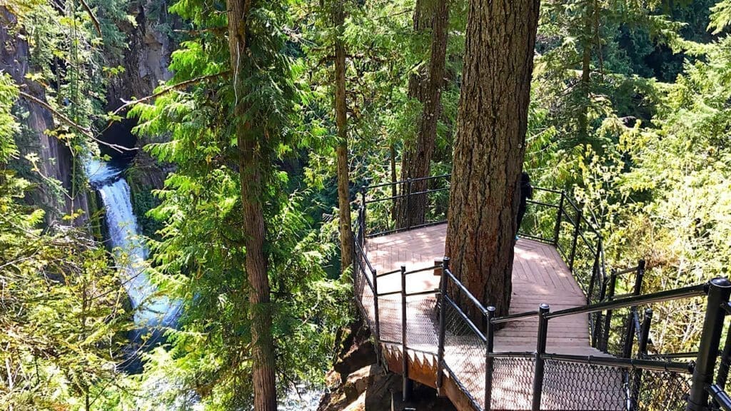 platform overlooking a waterfall